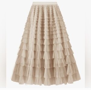 Elegant Tan Midi Skirt like new size s/m